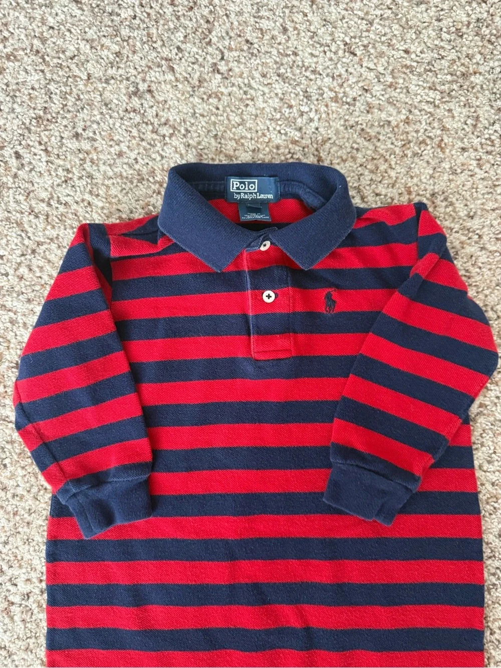 Ralph Lauren Red & Navy Striped Cotton One-Piece Romper 24 Months